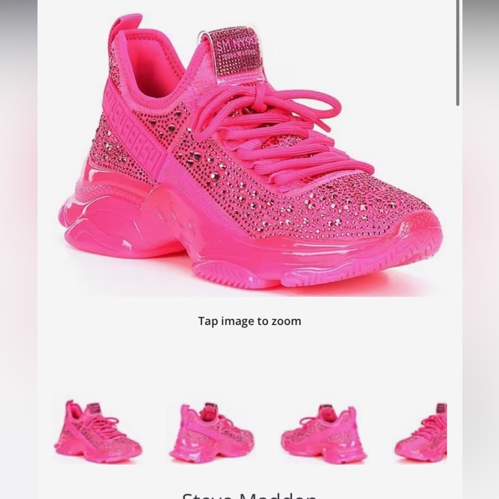 Steve Madden Pink Rhinestone Wedge Sneakers